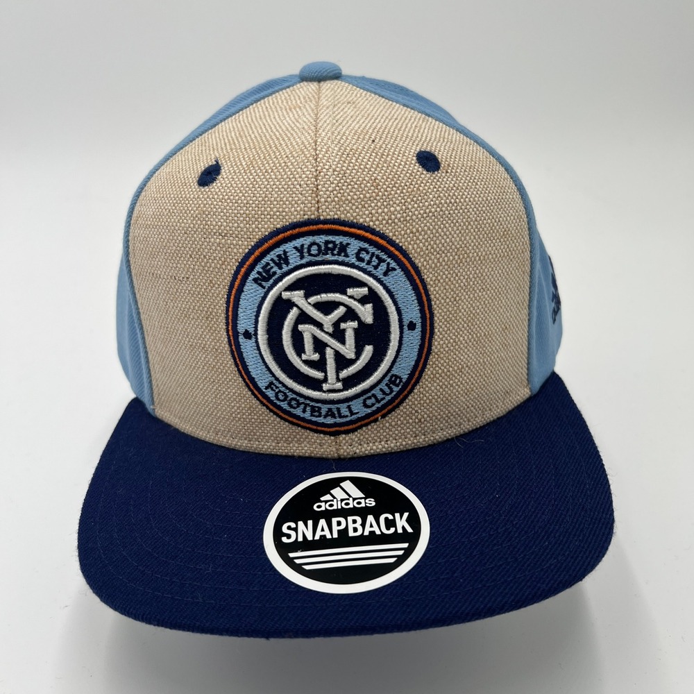 Adidas NYCFC New York City FC MLS Snapback Hat‎ Blue Tan Soccer Cap NEW